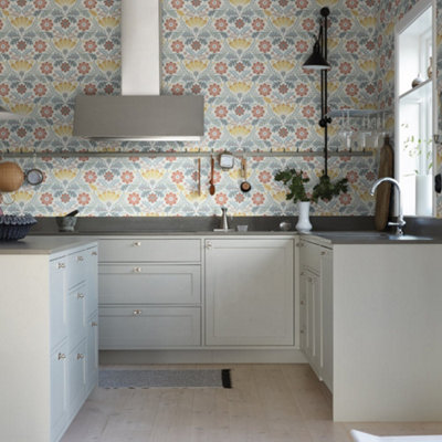 Galerie Sommarang 2 Yellow Klockrike Floral Wallpaper Roll from B&Q