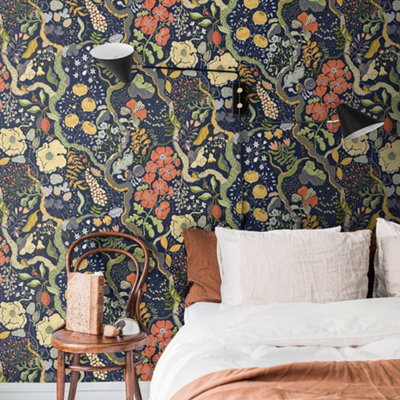 Galerie Wallpaper Sommarang Ann Floral Blue Wallpaper - 53cm Roll Width - Image 6