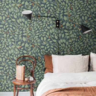 Galerie Sommarang Green Leafy Vines Wallpaper Roll from B&Q