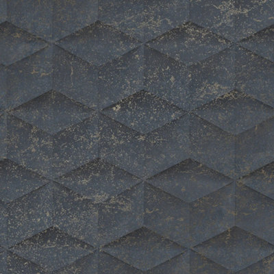 I Love Wallpaper Architectural Concrete Wallpaper In Navy And Gold from B&Q