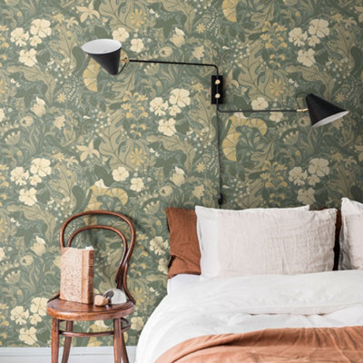 Galerie Sommarang 2 Grey Elise Floral Wallpaper Roll from B&Q