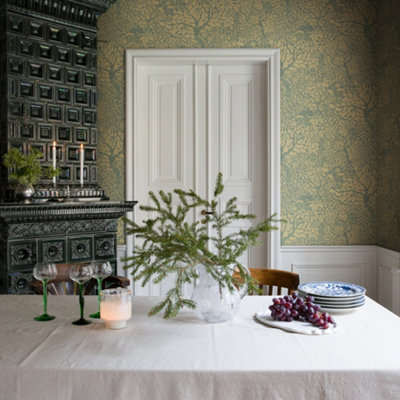 Galerie Hjarterum Collection Beige Olle Forest Leaf Motif Wallpaper Roll from B&Q