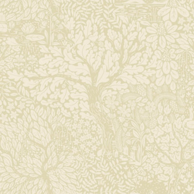 Galerie Hjarterum Collection Taupe Olle Forest Leaf Motif Wallpaper Roll from B&Q