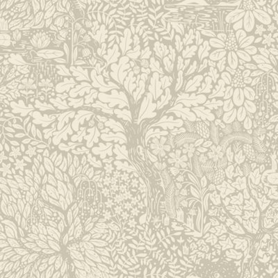 Galerie Hjarterum Collection Beige Olle Forest Leaf Motif Wallpaper Roll from B&Q
