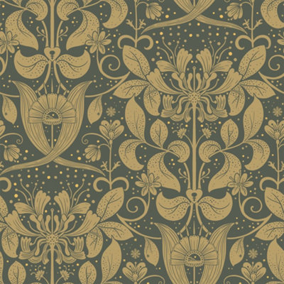 Galerie Hjarterum Collection Orange Berit Honeysuckle Trellis Wallpaper Roll from B&Q