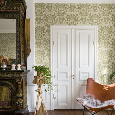 Galerie Hjarterum Collection Cream Berit Honeysuckle Trellis Wallpaper Roll from B&Q