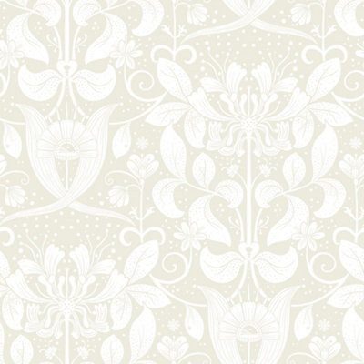 Galerie Hjarterum Collection White Berit Honeysuckle Trellis Wallpaper Roll from B&Q