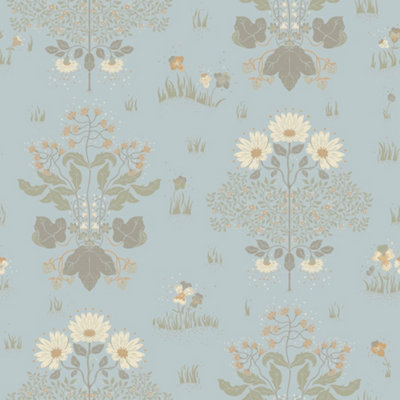 Galerie Hjarterum Collection Yellow Edla Wild Flower Field Wallpaper Roll from B&Q