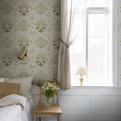 Galerie Hjarterum Collection Olive Edla Wild Flower Field Wallpaper Roll from B&Q