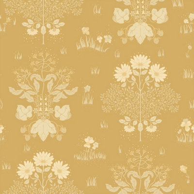 Galerie Hjarterum Collection Greige Edla Wild Flower Field Wallpaper Roll from B&Q