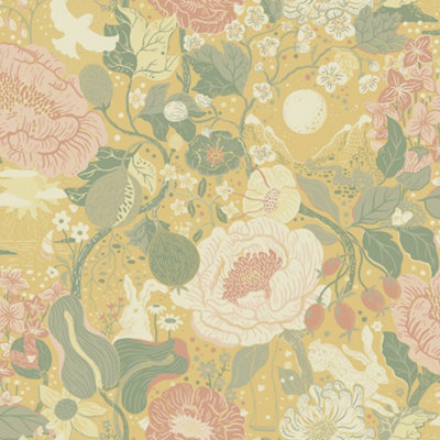 Galerie Sommarang 2 Yellow Vaxa Floral Wallpaper Roll from B&Q