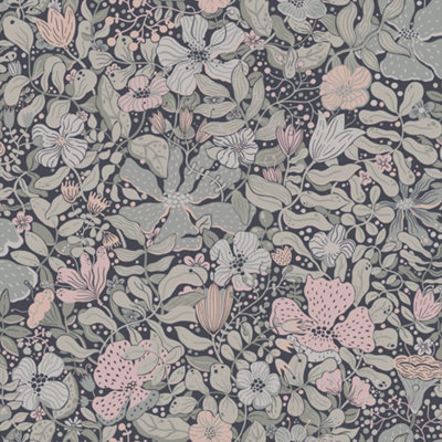 Galerie - Floral Blue Wallpaper - S63021 - Blue - Image 3