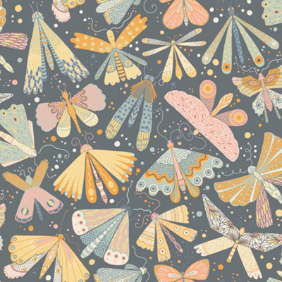 Galerie Sommarang 2 Dark Blue Flyga Dragonflies Wallpaper Roll from B&Q