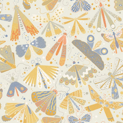 Galerie Sommarang 2 Yellow/blue Flyga Dragonflies Wallpaper Roll from B&Q