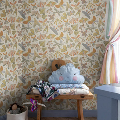 Galerie Sommarang 2 Green/orange Flyga Dragonflies Wallpaper Roll from B&Q