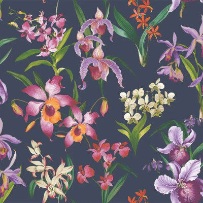 Rasch Maya Elegant Floral Navy Wallpaper