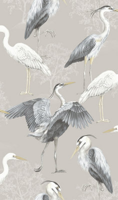Rasch Dimension Heron Grey-Beige Wallpaper from B&Q
