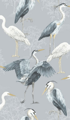 Rasch Dimension Heron Blue Wallpaper from B&Q