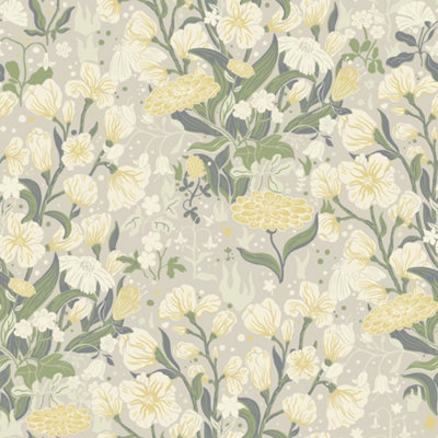 Galerie Grey Fagring Floral Wallpaper
