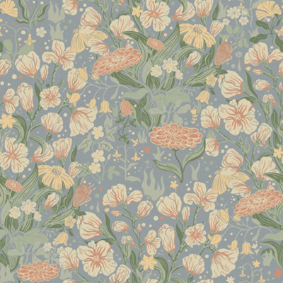 B&Q -  Fagring Floral Grey Wallpaper