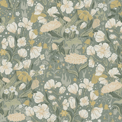 Galerie Fagring Floral Wallpaper Grey