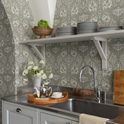 Galerie Hidden Treasures Green African Marigold Wallpaper Roll from B&Q