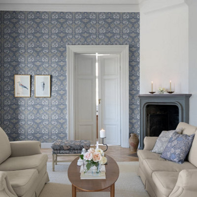 Galerie Hidden Treasures Blue African Marigold Wallpaper Roll from B&Q