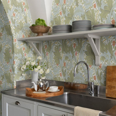 Galerie Hidden Treasures Blue Floral Granville Leaf Wallpaper Roll from B&Q