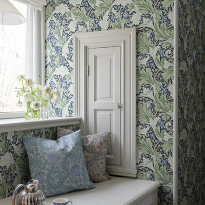 Galerie Hidden Treasures Green Floral Granville Leaf Wallpaper Roll from B&Q