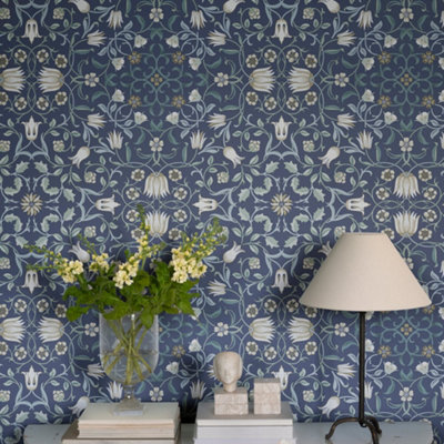 Galerie Hidden Treasures Blue Floral No 1 Holland Park Wallpaper Roll from B&Q