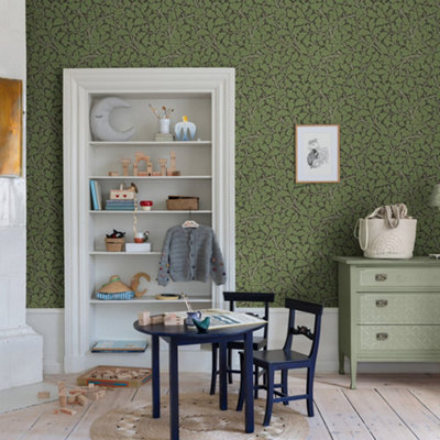 Galerie Hidden Treasures Black Oak Tree Leaf Wallpaper Roll from B&Q