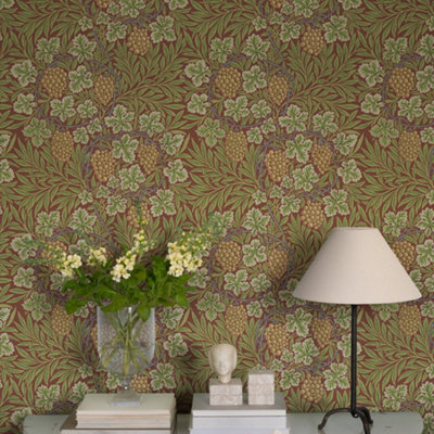 Galerie Hidden Treasures Red Leafy Grape Vine Wallpaper Roll from B&Q