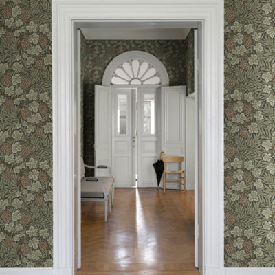 Galerie Hidden Treasures Orange Leafy Grape Vine Wallpaper Roll from B&Q