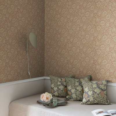 Galerie Hidden Treasures Orange Floral Mallow Wallpaper Roll from B&Q