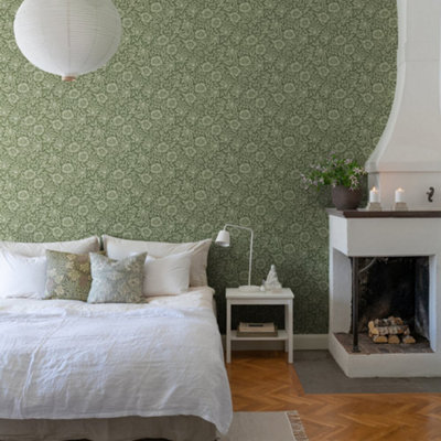 Galerie Hidden Treasures Olive Floral Mallow Wallpaper Roll from B&Q