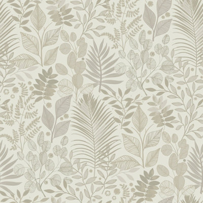 B&Q -  Ester Beige Angslycka Tree Leaf Wallpaper