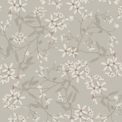 B&Q -  Ester Bronze Brown Paradis Floral Wallpaper