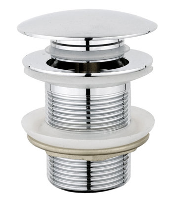 Duro Chrome Plated Unslotted Click-Clack Waste Plug Basin Sink Drain Without Overflow from B&Q