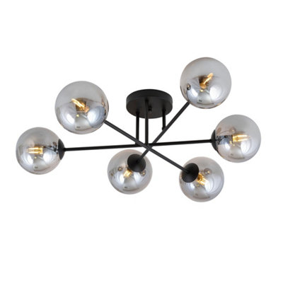 Emibig Lighting Emibig Roma Ceiling Lamp  6 X E14 Black With Graphite Shade