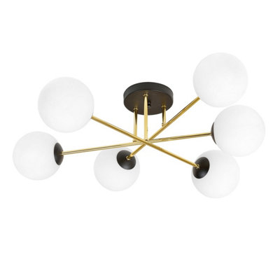 Emibig Lighting Emibig Magnum Ceiling Lamp  6 X E14  BlackGold With White Shade from B&Q