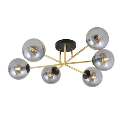 Emibig Lighting Emibig Magnum Ceiling Lamp  2 X E14  BlackGold With Graphite Shade from B&Q