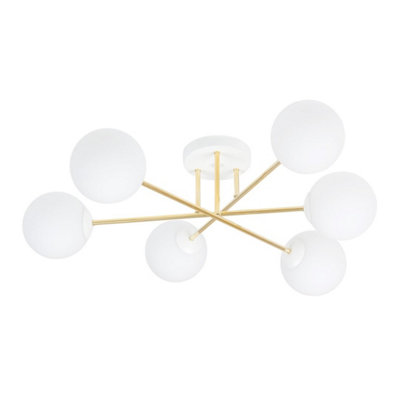 Emibig Lighting Emibig Magnum Ceiling Lamp  6 X E14 WhiteGold With White Shade