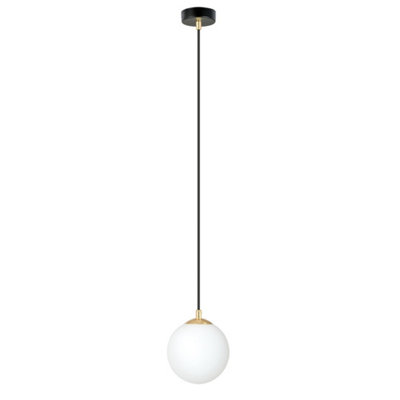 Emibig Lighting Emibig Royal  Pendant Lamp 1 X E14  BlackGold With White Shade from B&Q