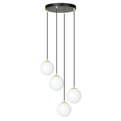 Emibig Lighting Emibig Royal Pendant Lamp 4 X E14  BlackGold With White Shade from B&Q