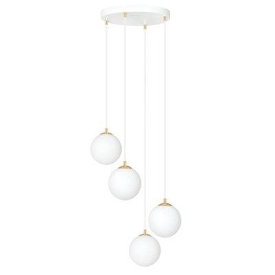 Emibig Lighting Emibig Royal Pendant Lamp 4 X E14 WhiteGold With White Shade from B&Q