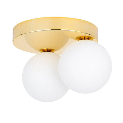 Edit Bianca 2 Light Flush Ceiling Light Gold from B&Q