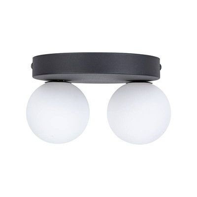 Edit Bianca 2 Light Flush Ceiling Light Black from B&Q