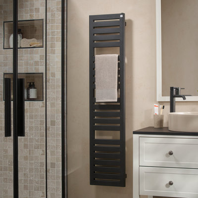 B&Q -  Salisbury Metallic Black Towel Warmer (W)300mm X (H)1360mm