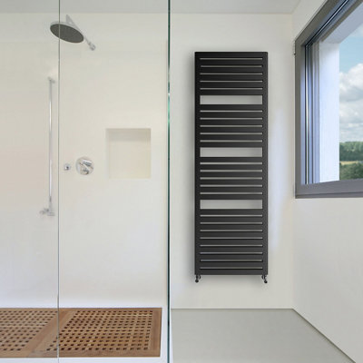 B&Q -  Salisbury Metallic Black Towel Warmer (W)540mm X (H)1635mm