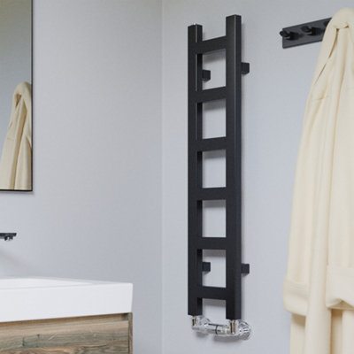 B&Q -  Easy Black Electric & Gas Flat Towel Warmer (W)200mm X (H)960mm